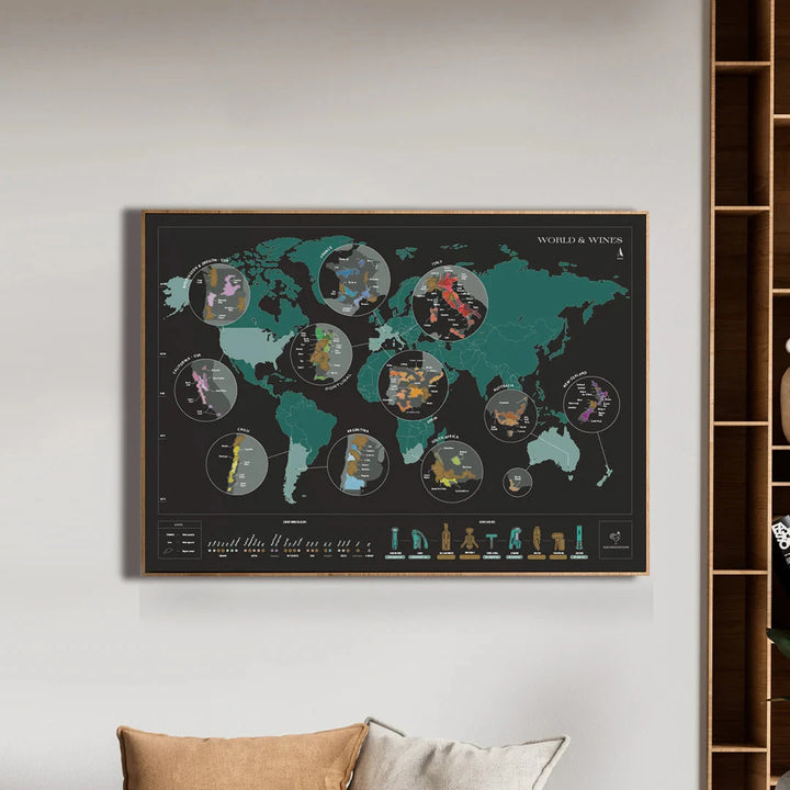 Scratch off wine map - World (70 x 50 cm ), en anglais | 1020 Dégustations carte murale petit tube 1020 Dégustations 