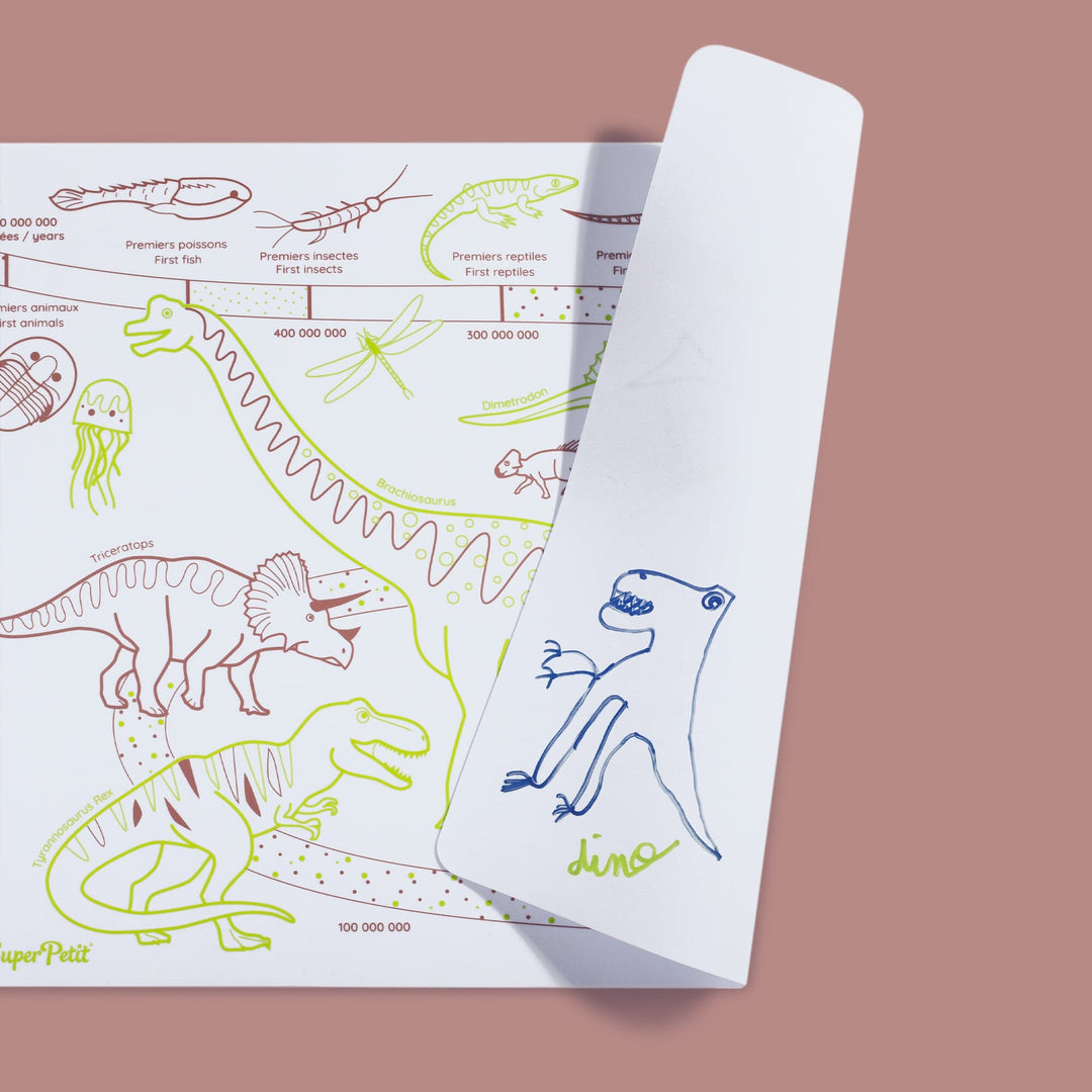 Set de coloriage en silicone réutilisable et réversible - Dinosaures (3 ans et +) | SuperPetit accessoire de voyage SuperPetit 