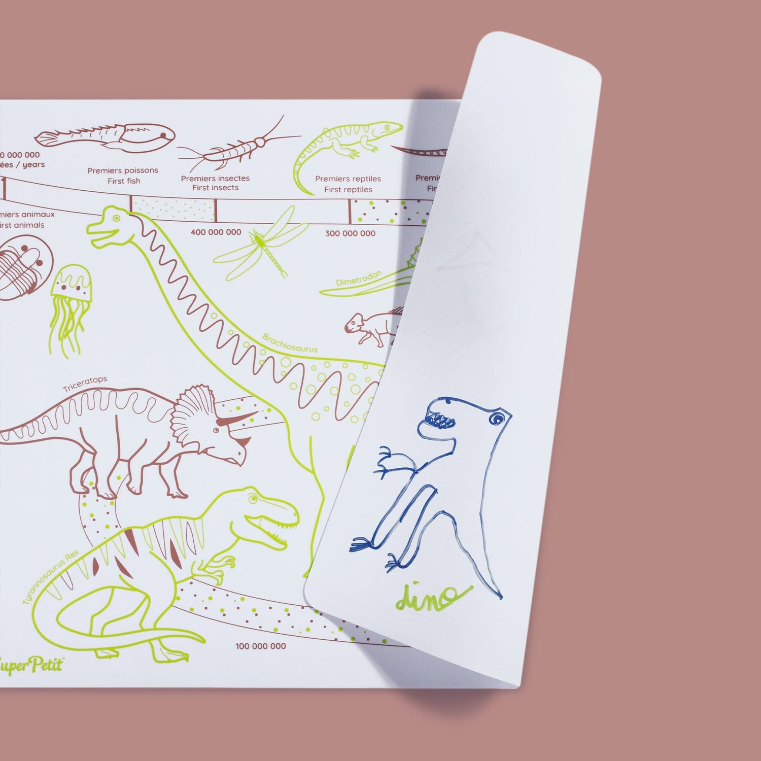 Set de coloriage en silicone réutilisable et réversible - Dinosaures (3 ans et +) | SuperPetit jeu SuperPetit