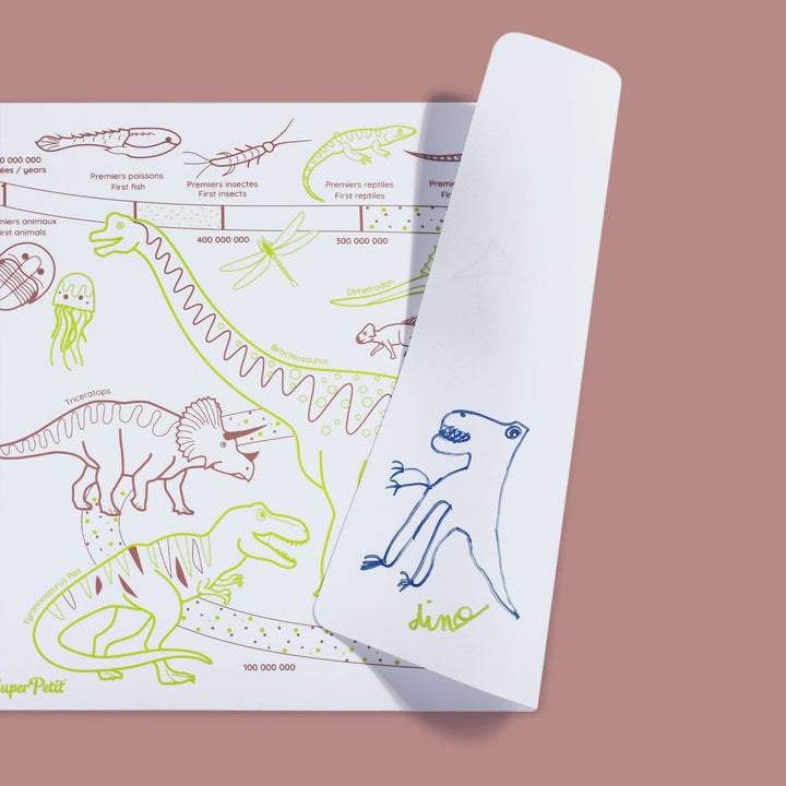Set de coloriage en silicone réutilisable et réversible - Dinosaures (3 ans et +) | SuperPetit accessoire de voyage SuperPetit 
