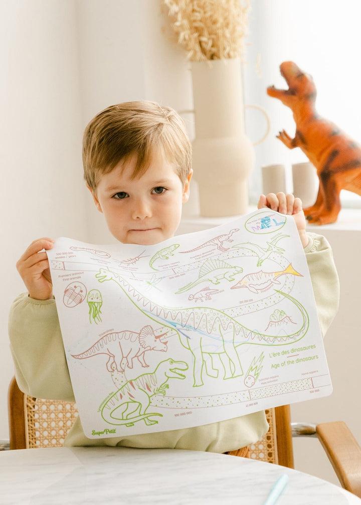 Set de coloriage en silicone réutilisable et réversible - Dinosaures (3 ans et +) | SuperPetit accessoire de voyage SuperPetit 