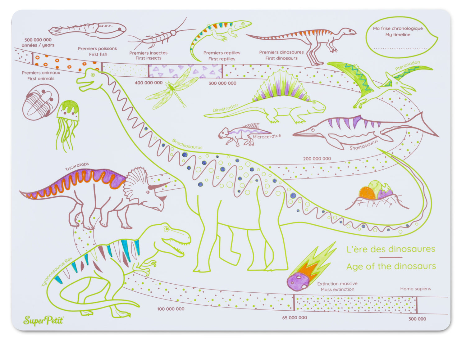 Set de coloriage en silicone réutilisable et réversible - Dinosaures (3 ans et +) | SuperPetit jeu SuperPetit