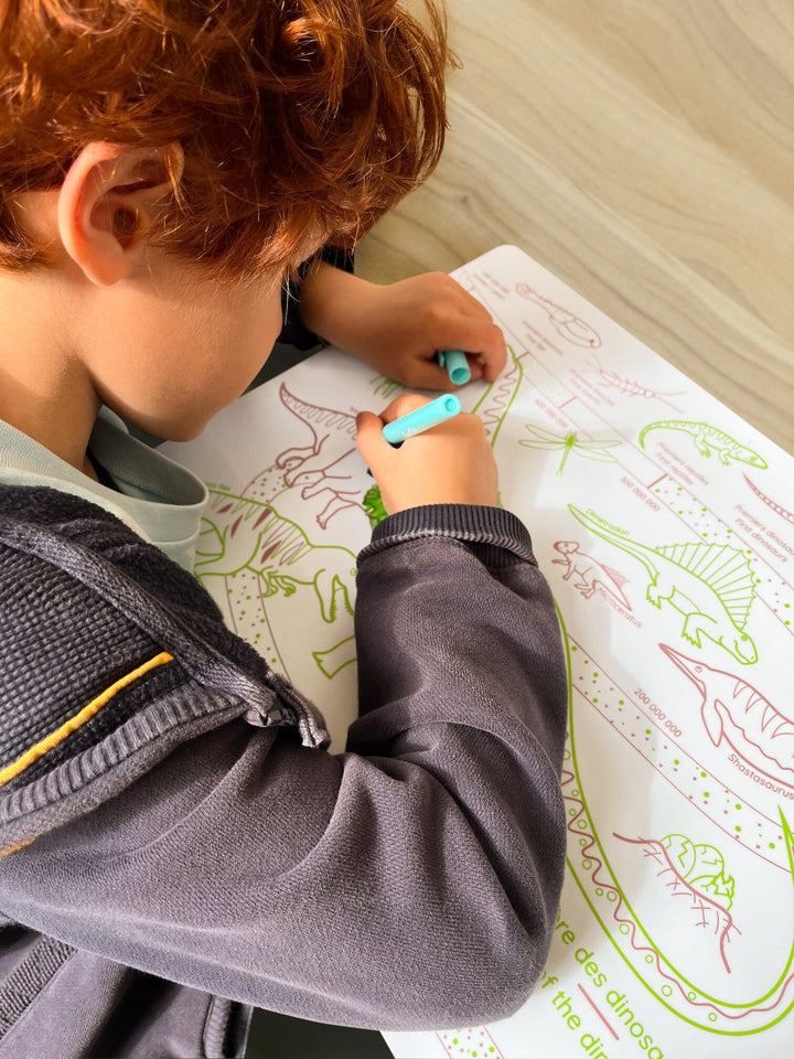 Set de coloriage en silicone réutilisable et réversible - Dinosaures (3 ans et +) | SuperPetit accessoire de voyage SuperPetit 