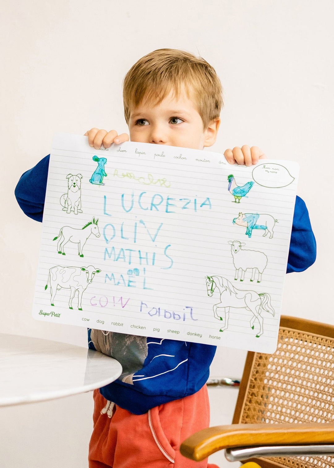 Set de coloriage en silicone réutilisable et réversible - Les animaux de la ferme (3 ans et +) | SuperPetit accessoire de voyage SuperPetit 