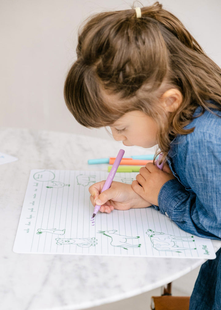 Set de coloriage en silicone réutilisable et réversible - Les animaux de la ferme (3 ans et +) | SuperPetit accessoire de voyage SuperPetit 