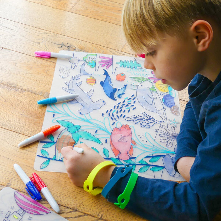 Set de coloriage réutilisable en silicone - Barrière de corail (3 ans et +) | SuperPetit accessoire de voyage SuperPetit 