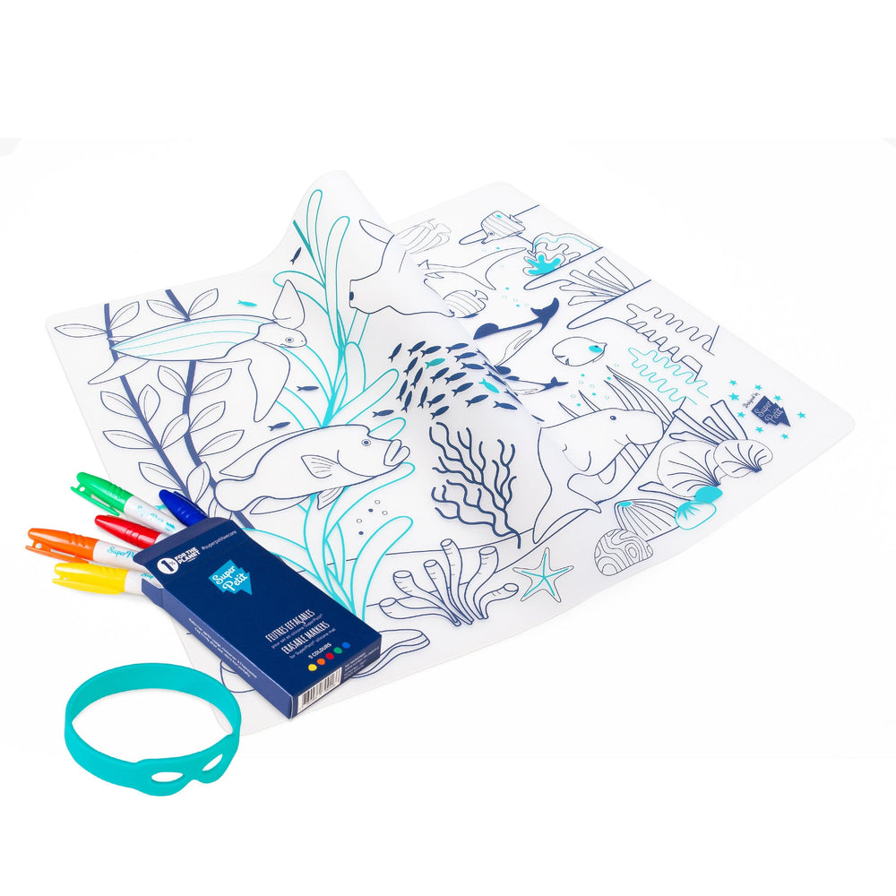 Set de coloriage réutilisable en silicone - Barrière de corail (3 ans et +) | SuperPetit accessoire de voyage SuperPetit 