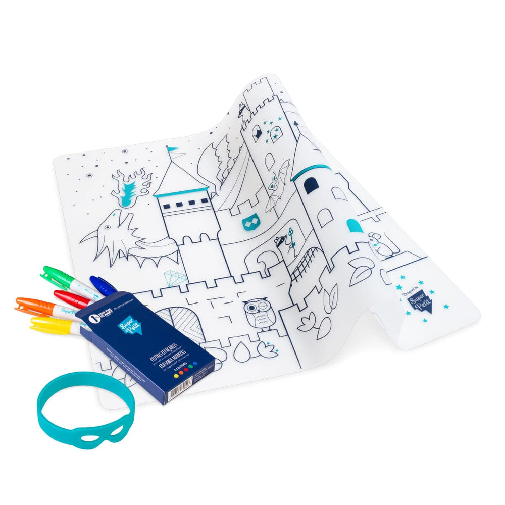 Set de coloriage réutilisable en silicone - Château (3 ans et +) | SuperPetit accessoire de voyage SuperPetit 