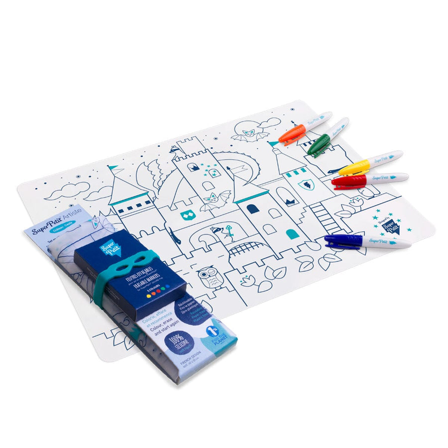 Set de coloriage réutilisable en silicone - Château (3 ans et +) | SuperPetit accessoire de voyage SuperPetit 