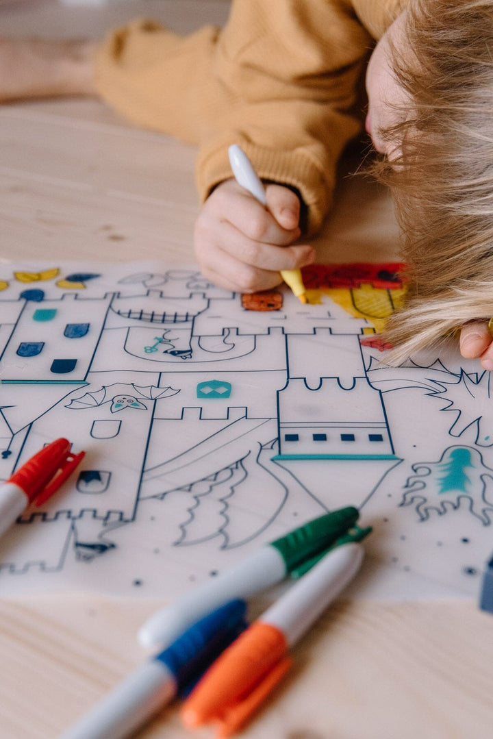 Set de coloriage réutilisable en silicone - Château (3 ans et +) | SuperPetit accessoire de voyage SuperPetit 
