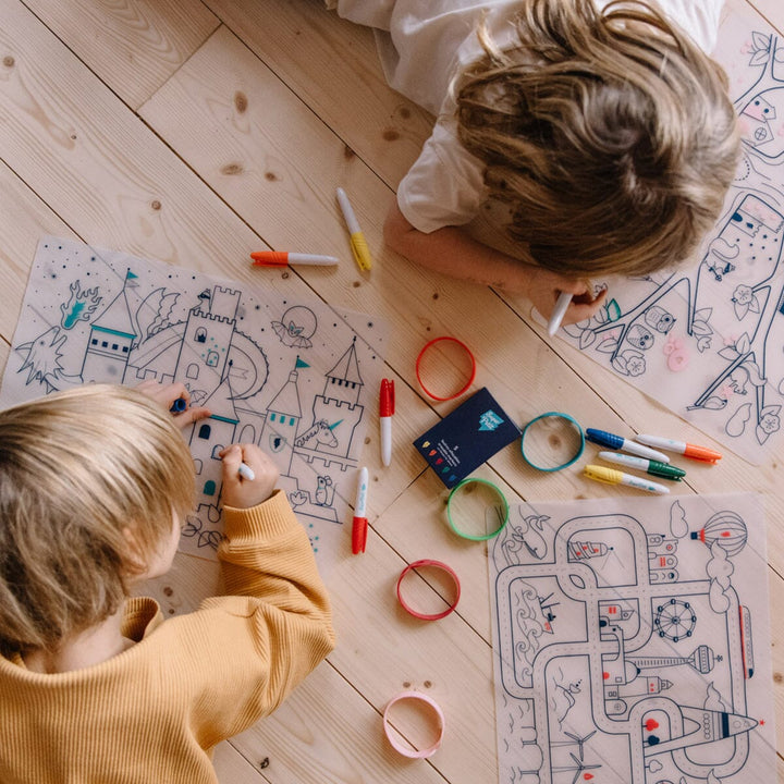Set de coloriage réutilisable en silicone - Château (3 ans et +) | SuperPetit accessoire de voyage SuperPetit 