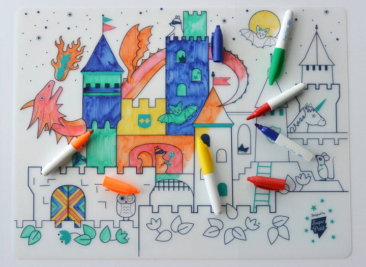 Set de coloriage réutilisable en silicone - Château (3 ans et +) | SuperPetit accessoire de voyage SuperPetit 