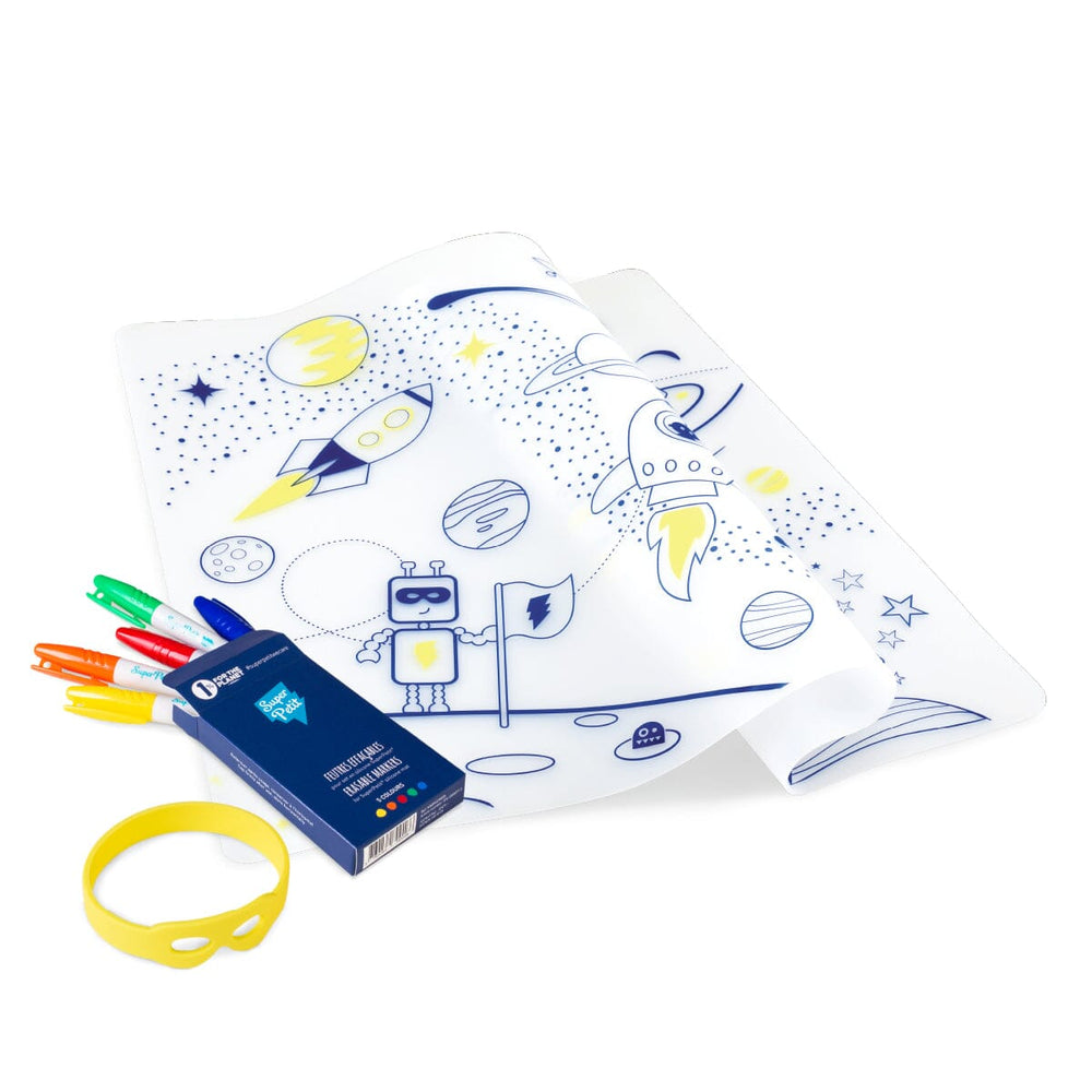 Set de coloriage réutilisable en silicone - Dans l'espace (3 ans et +) | SuperPetit accessoire de voyage SuperPetit 