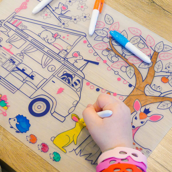 Set de coloriage réutilisable en silicone - Dream Van (3 ans et +) | SuperPetit accessoire de voyage SuperPetit 