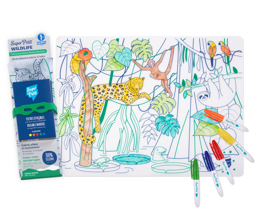 Set de coloriage réutilisable en silicone - Forêt amazonienne (3 ans et +) | SuperPetit accessoire de voyage SuperPetit 