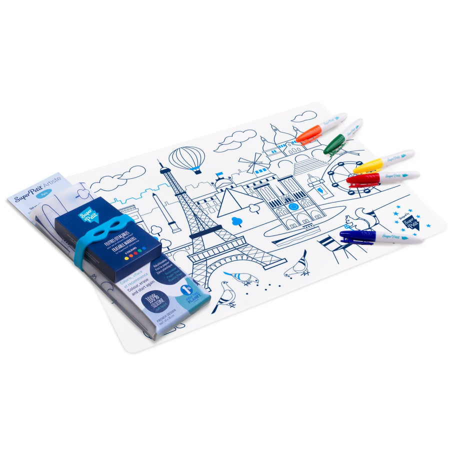 Set de coloriage réutilisable en silicone - Paris (3 ans et +) | SuperPetit accessoire de voyage SuperPetit 