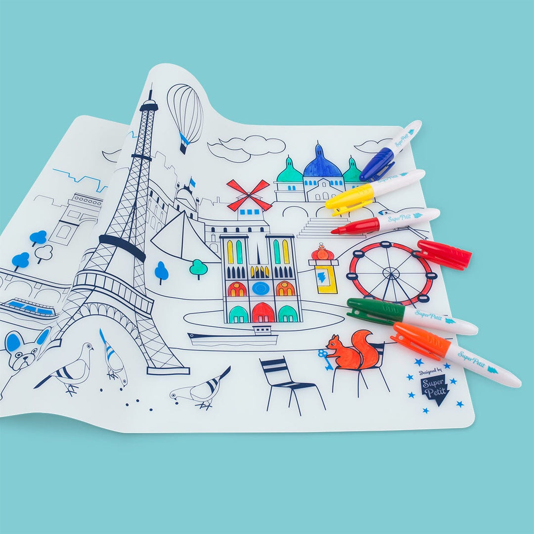 Set de coloriage réutilisable en silicone - Paris (3 ans et +) | SuperPetit accessoire de voyage SuperPetit 