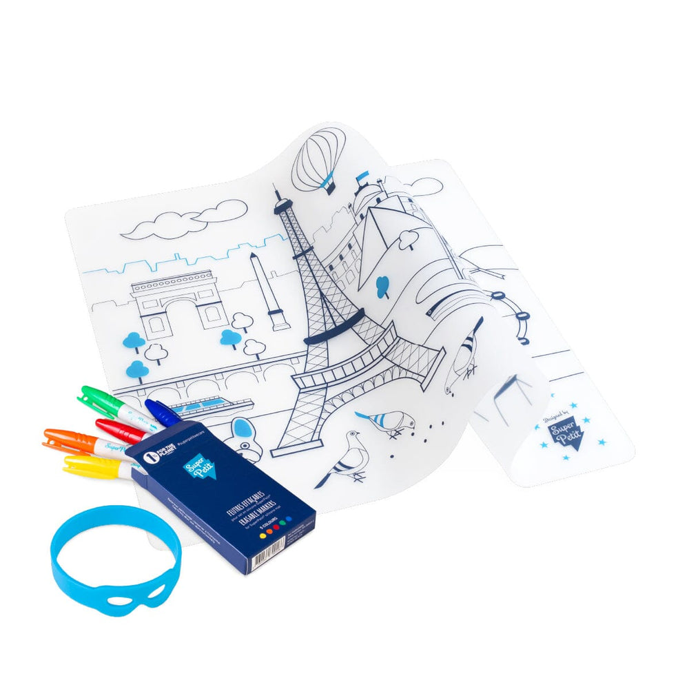 Set de coloriage réutilisable en silicone - Paris (3 ans et +) | SuperPetit accessoire de voyage SuperPetit 