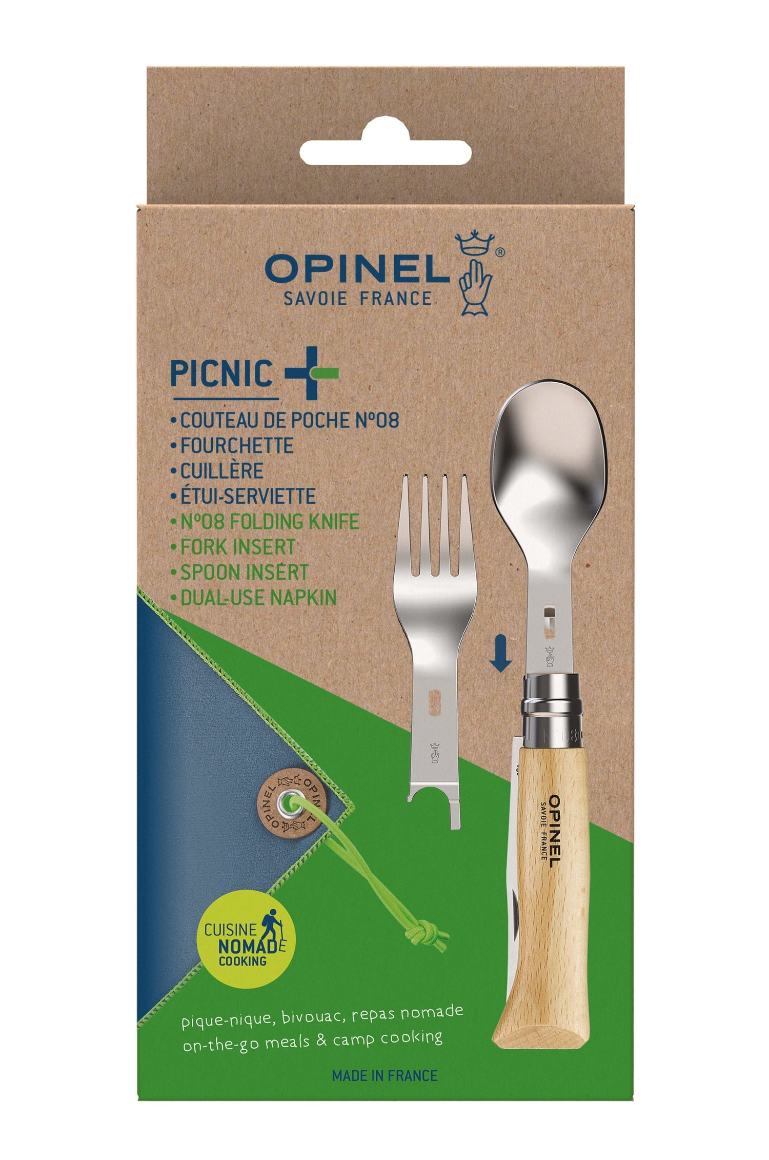 Set Picnic+ Opinel N°08 Hêtre Couteau de poche Opinel 