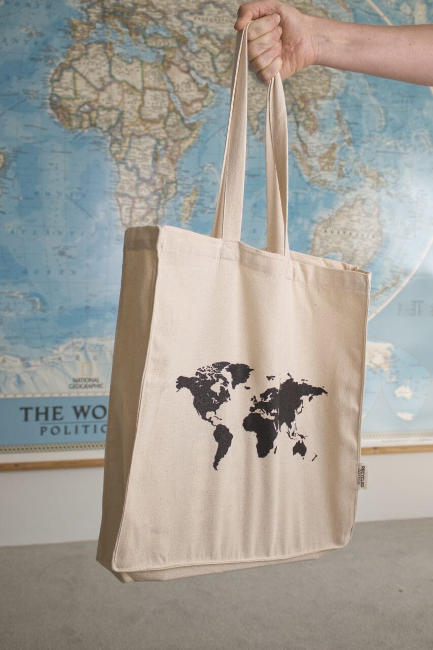 Shopping bag - motif carte du monde, couleur naturelle accessoire Craenen
