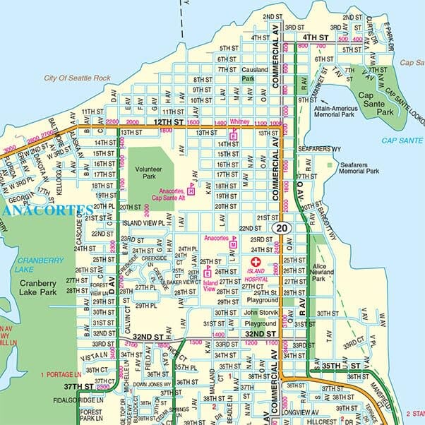 Skagit County, Mount Vernon et Anacortes (Washington) | GM Johnson plan de ville GM Johnson 