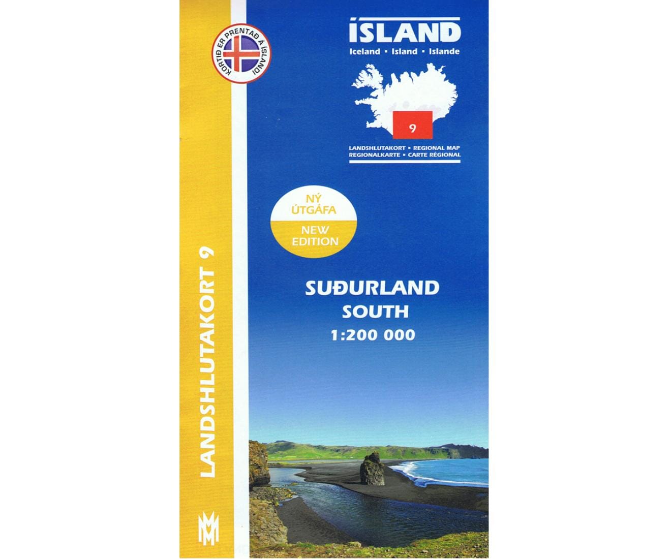 Sud de l'Islande - Carte régionale 9 - 1:200,000 | Mal og menning carte routière Mal og menning
