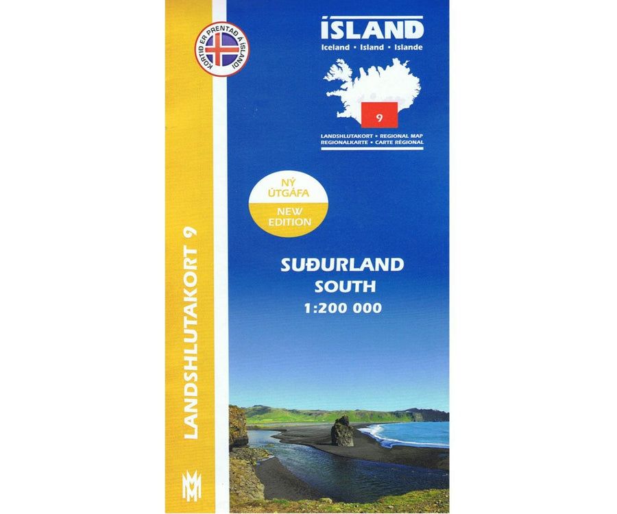 Sud de l'Islande - Carte régionale 9 - 1:200,000 | Mal og menning carte pliée Mal og menning 