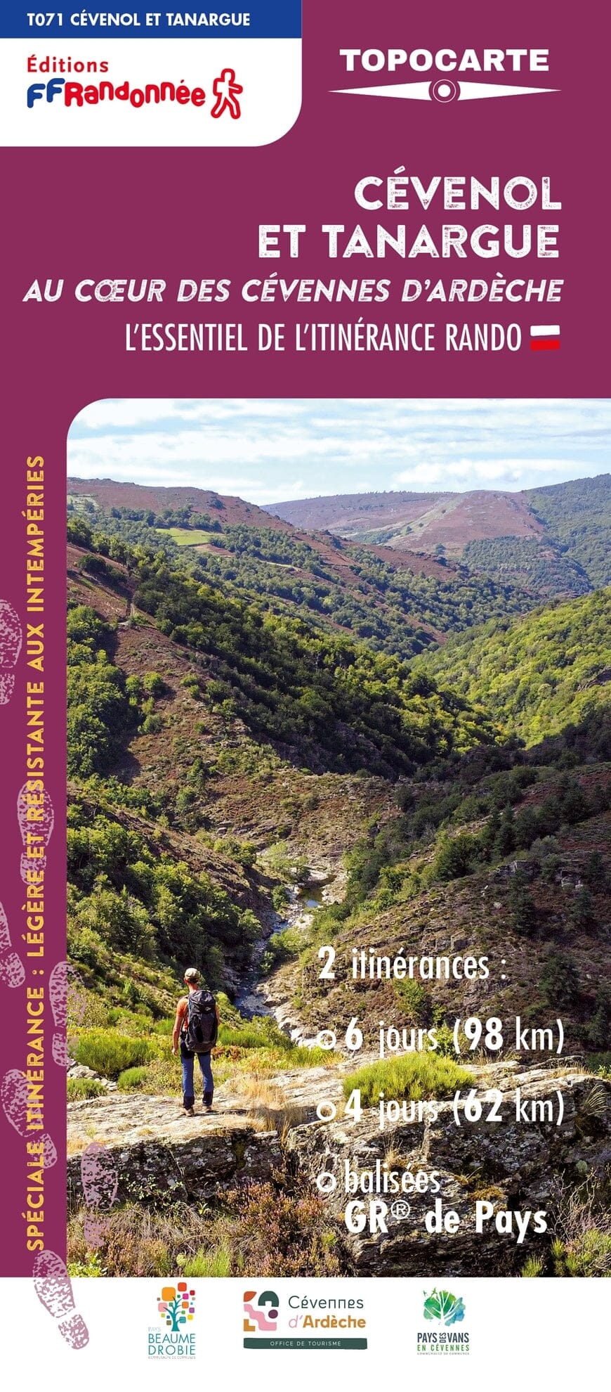 Topocarte - Cévenol et Tanargue : Au coeur des Cévennes d'Ardèche | FFRandonnée carte pliée FFR - Fédération Française de Randonnée 
