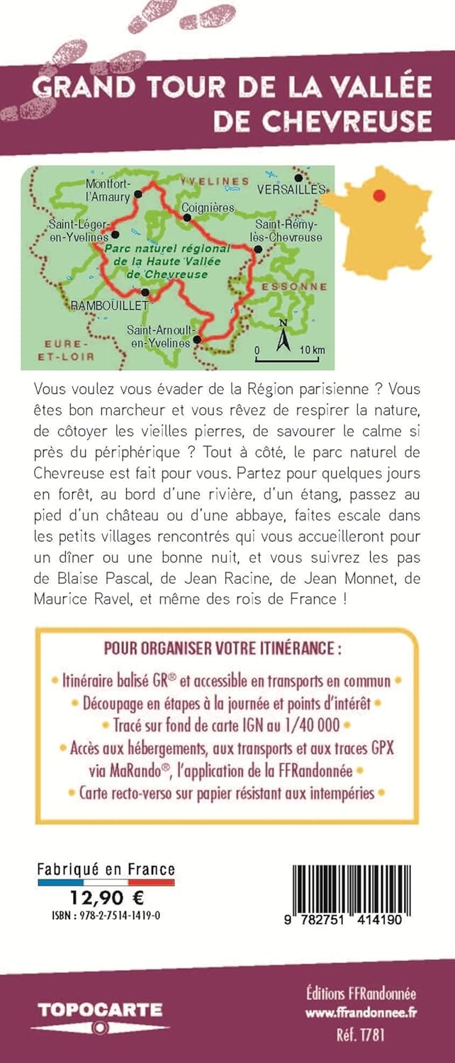 Topocarte - Grand tour de la vallée de Chevreuse | FFRandonnée carte de randonnée FFR - Fédération Française de Randonnée 