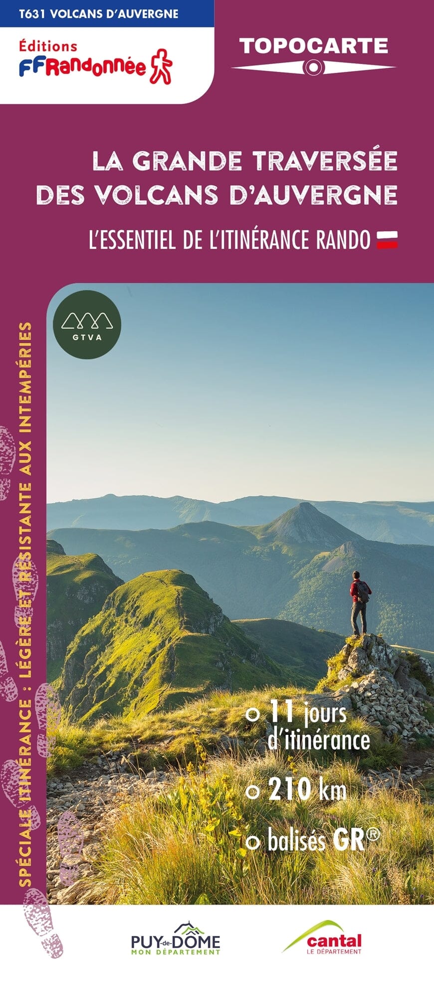 Topocarte - La grande traversée des volcans d'Auvergne | FFRandonnée carte pliée FFR - Fédération Française de Randonnée 