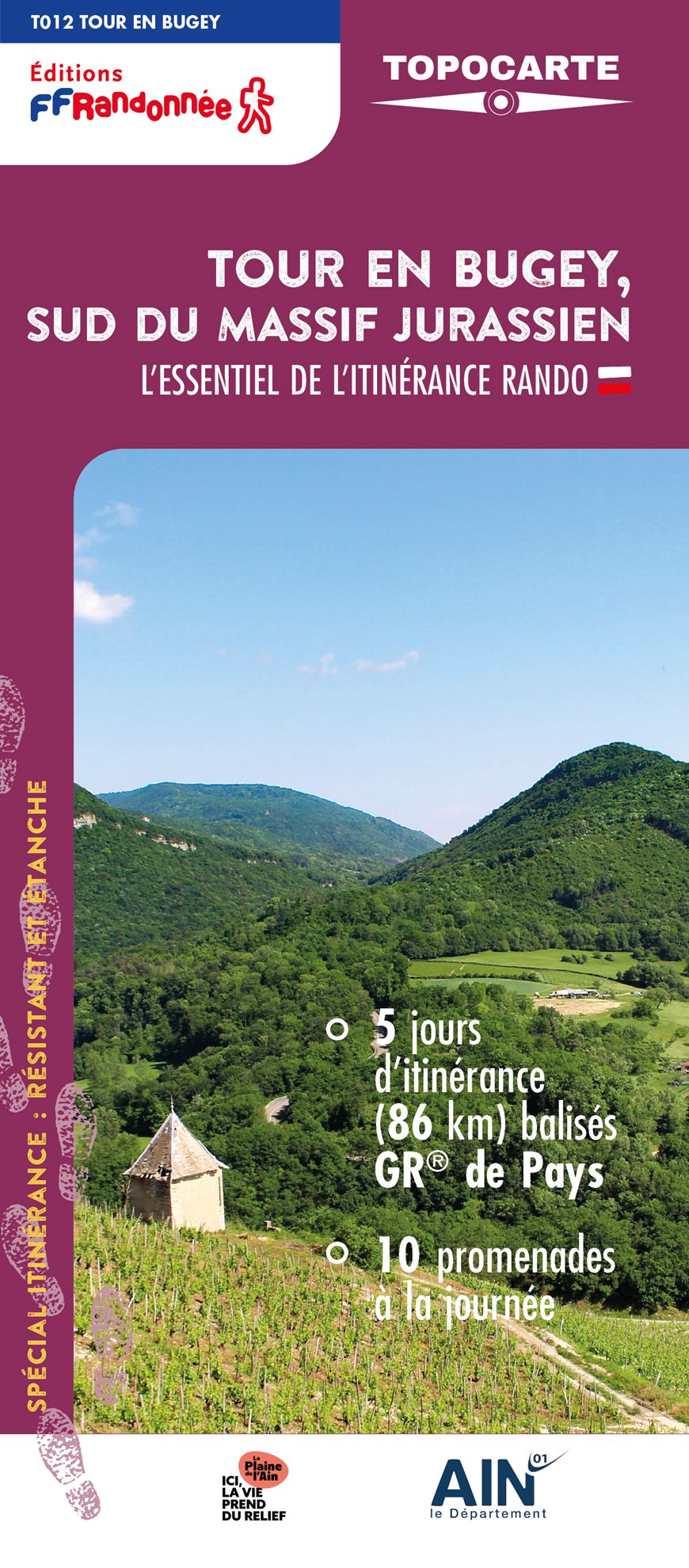 Topocarte - Tour en Bugey, sud du massif jurassien | FFRandonnée carte pliée FFR - Fédération Française de Randonnée 