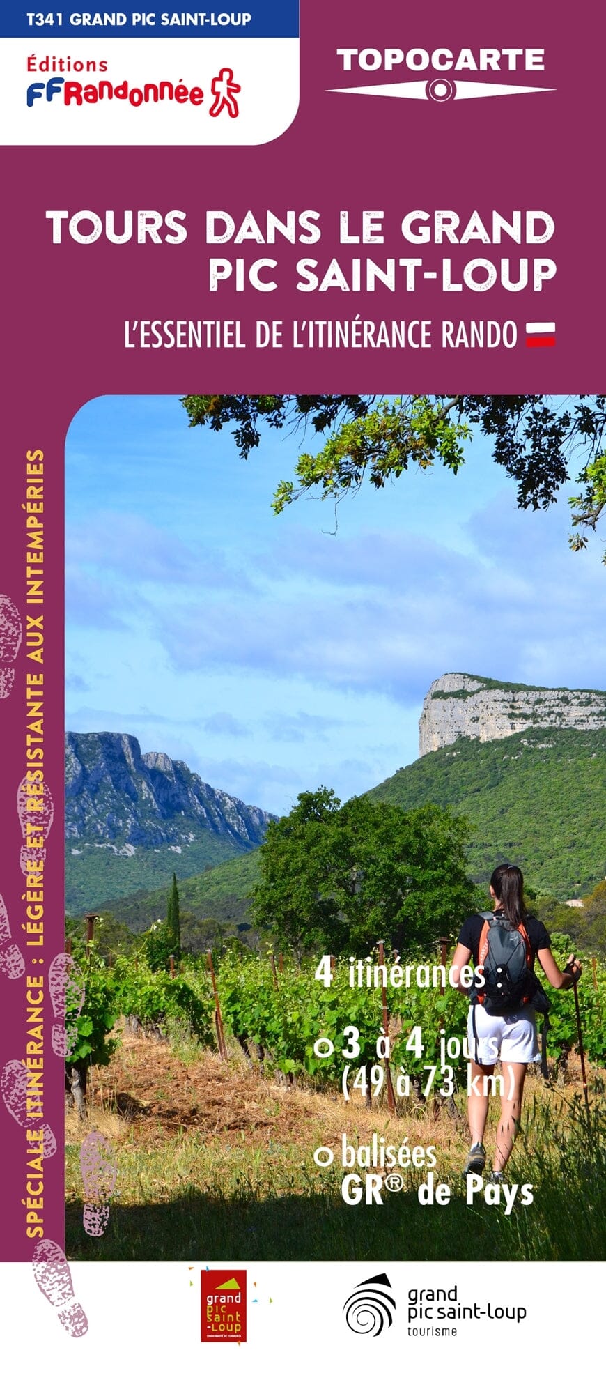 Topocarte - Tours dans le Grand Pic Saint-Loup (Hérault) | FFRandonnée carte pliée FFR - Fédération Française de Randonnée 