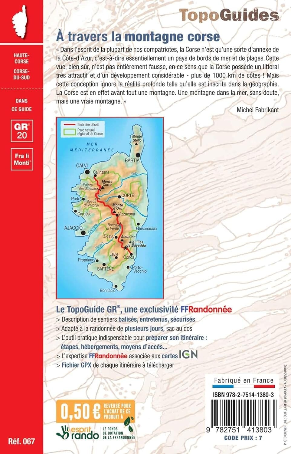 Topoguide de randonnée Corse GR20 | FFR – Cartovia