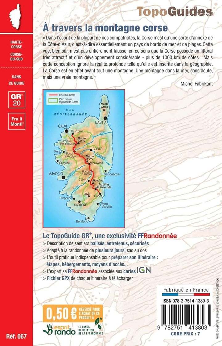 Topoguide de randonnée - A travers la montagne Corse, GR20 | FFR guide de randonnée FFR - Fédération Française de Randonnée 