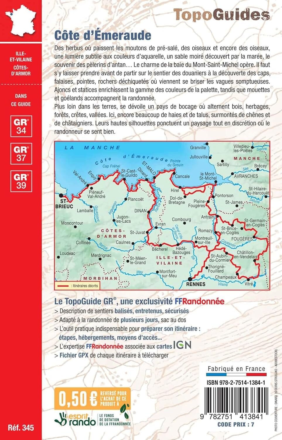 Topoguide de randonnée - Côte d'Émeraude : Les chemins du Mont-St-Michel - GR34, GR37, GR39 | FFR guide de randonnée FFR - Fédération Française de Randonnée