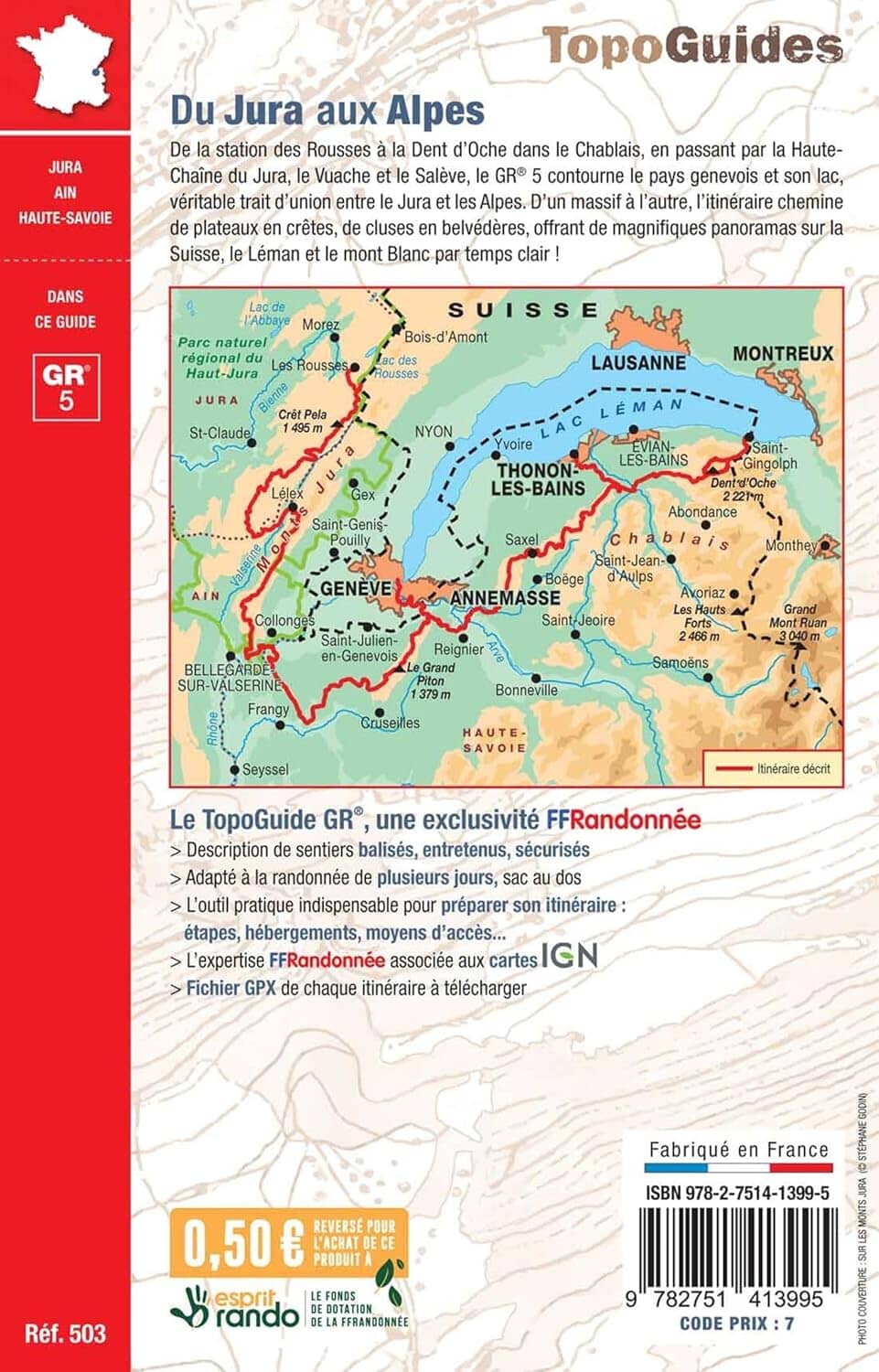 Topoguide de randonnée - Du Jura aux Alpes - GR5 | FFR guide de randonnée FFR - Fédération Française de Randonnée 