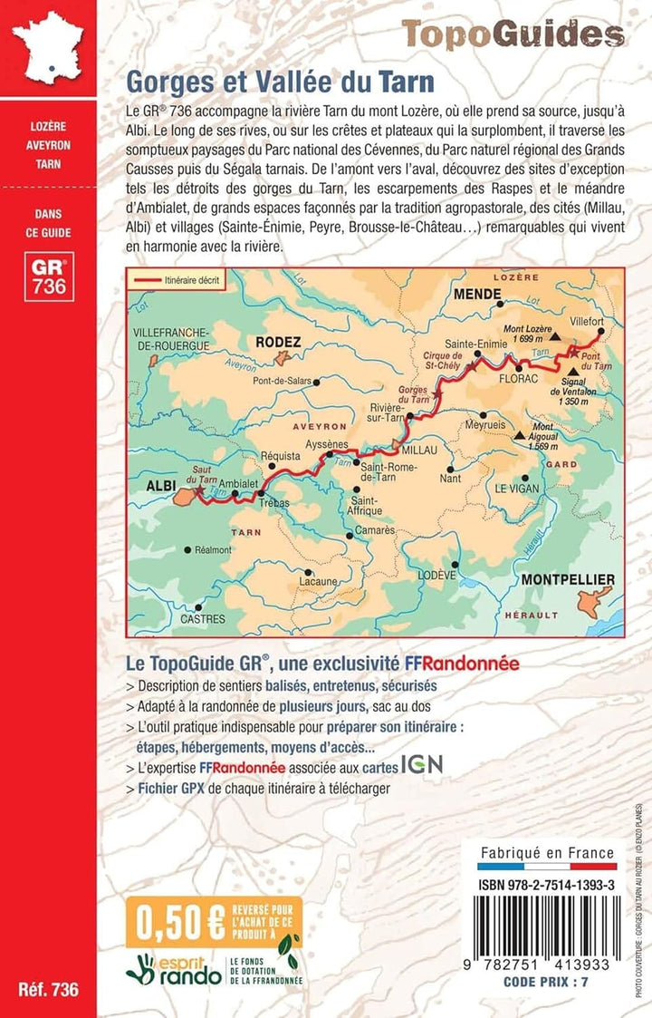 Topoguide de randonnée - Gorges et Vallées du Tarn (GR736) | FFR guide de randonnée FFR - Fédération Française de Randonnée 