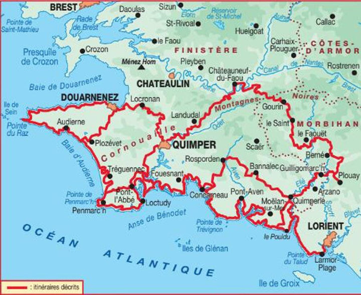 Topoguide de randonnée - La Cornouaille par la pointe du Raz, de Douarnenez à Lorient - GR34, Gr38 | FFR guide de randonnée FFR - Fédération Française de Randonnée