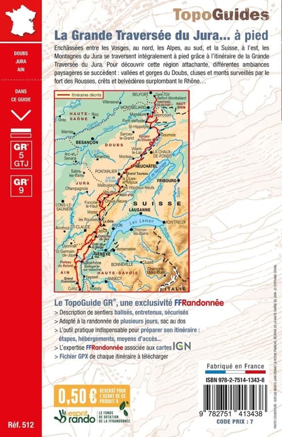 Topoguide de randonnée - La grande Traversée du Jura à pied - GR5, GR9, GR509 | FFR guide de randonnée FFR - Fédération Française de Randonnée 