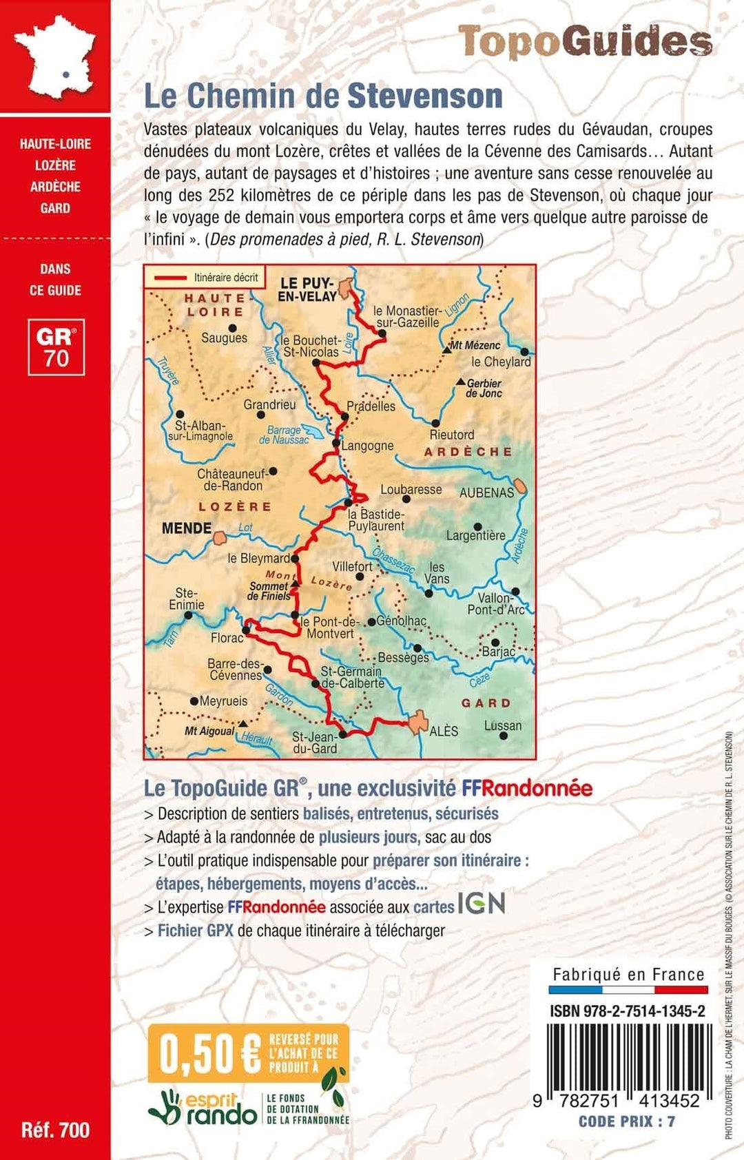 Topoguide de randonnée - Le Chemin de Stevenson - GR70 | FFR guide de randonnée FFR - Fédération Française de Randonnée 