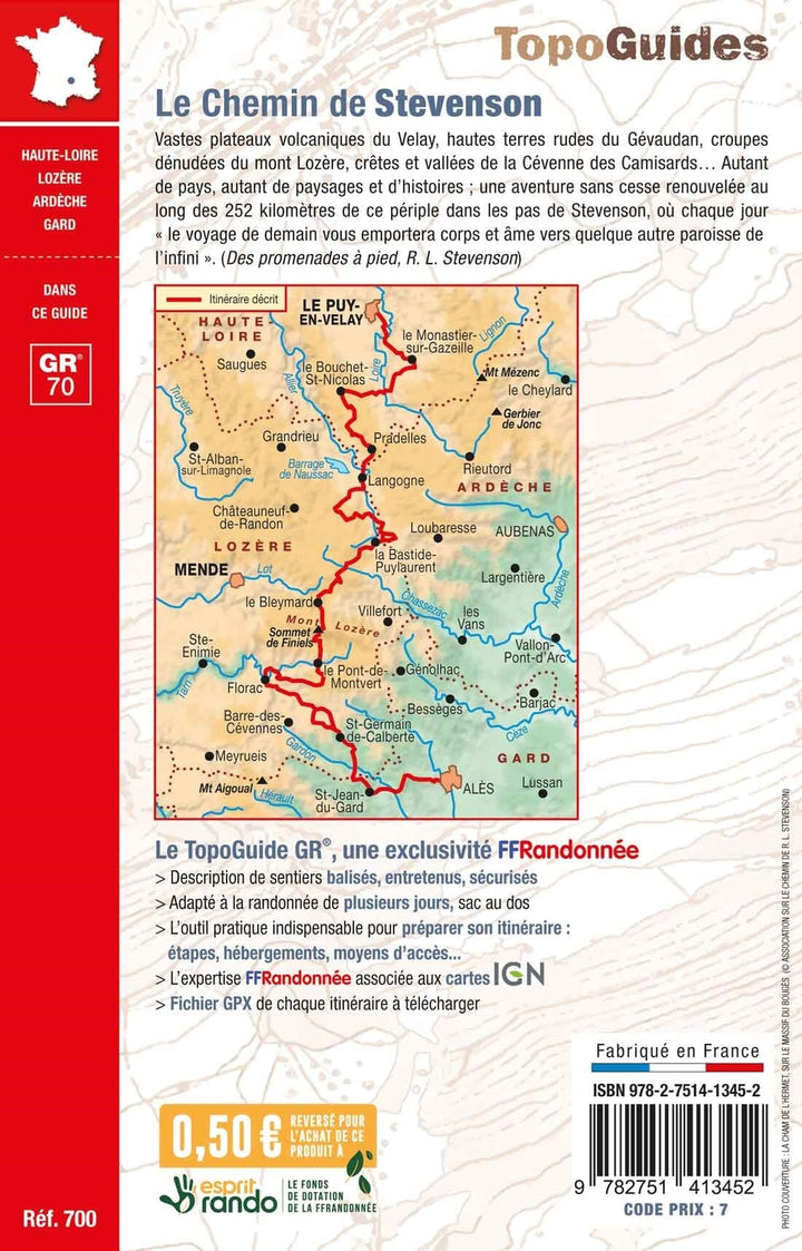 Topoguide de randonnée - Le Chemin de Stevenson - GR70 | FFR guide de randonnée FFR - Fédération Française de Randonnée 