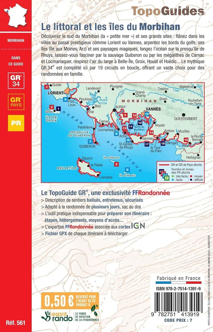 Topoguide de randonnée - Le littoral et les îles du Morbihan, GR34 | FFR guide de randonnée FFR - Fédération Française de Randonnée 