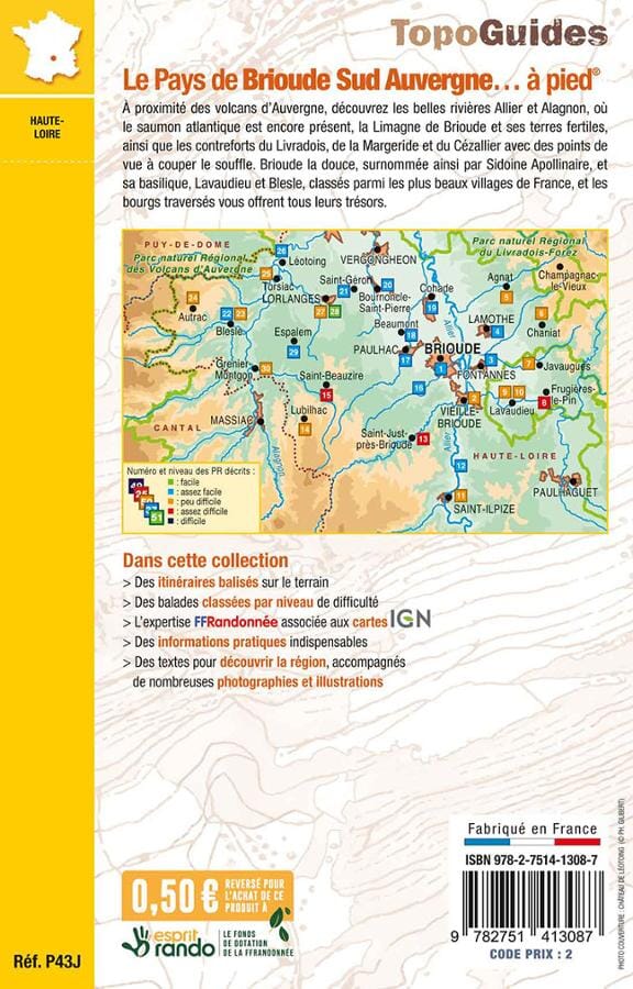 Topoguide de randonnée - Le pays de Brioude, Sud Auvergne (Haute-Loire) | FFR guide de randonnée FFR - Fédération Française de Randonnée 