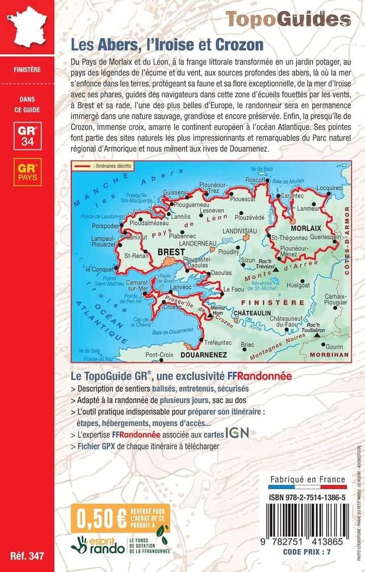 Topoguide de randonnée - Les Abers et la presqu'île du Crozon, GR34 | FFR guide de randonnée FFR - Fédération Française de Randonnée 