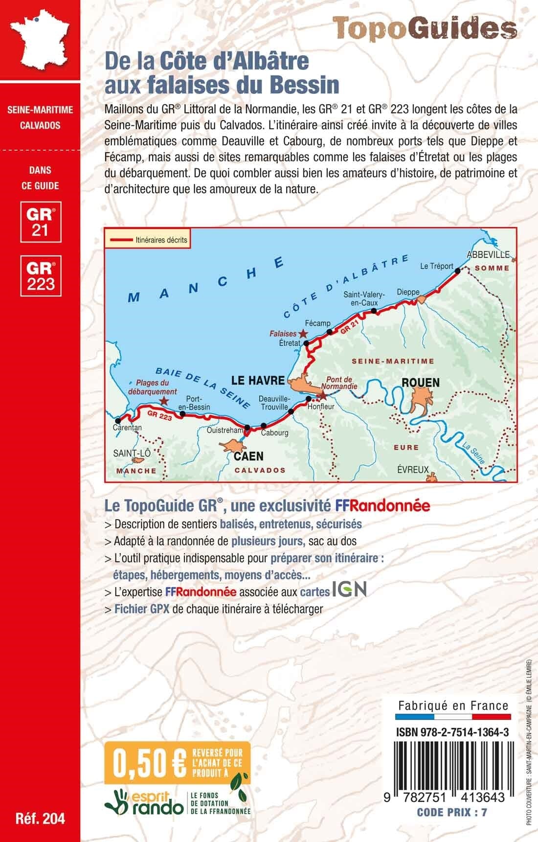 Topoguide de randonnée - Littoral de la Normandie : De la côte d'Albâtre aux falaises du Bessin (GR21, GR223)| FFR guide de randonnée FFR - Fédération Française de Randonnée 