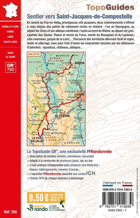 Topoguide de randonnée - Sentier vers Saint-Jacques via Le Puy : Cluny-Le Puy / Lyon-le Puy - GR765 | FFR guide de randonnée FFR - Fédération Française de Randonnée 