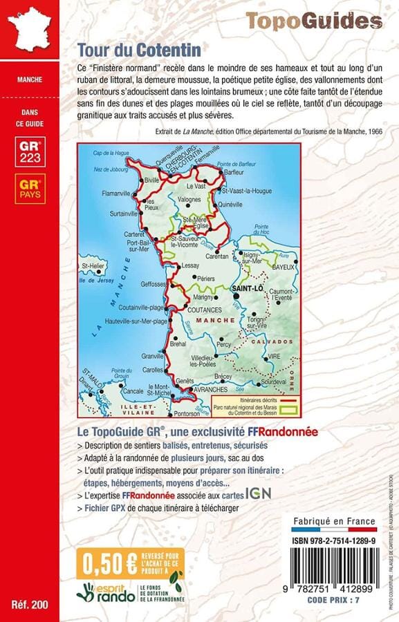 Gr223 Map Hiking guide - Cotentin Tour - GR223 | FFR (French) – Cartovia