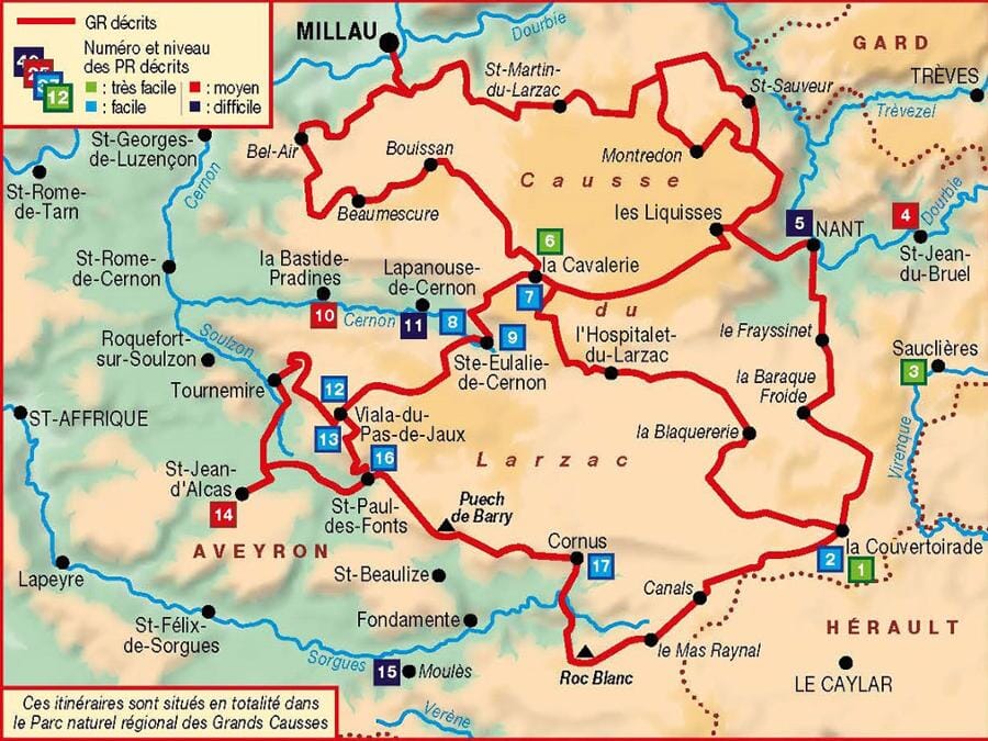 Topoguide de randonnée - Tour du Larzac : Templier-Hospitalier - GR 71C, GR 71 D | FFR guide de randonnée FFR - Fédération Française de Randonnée 