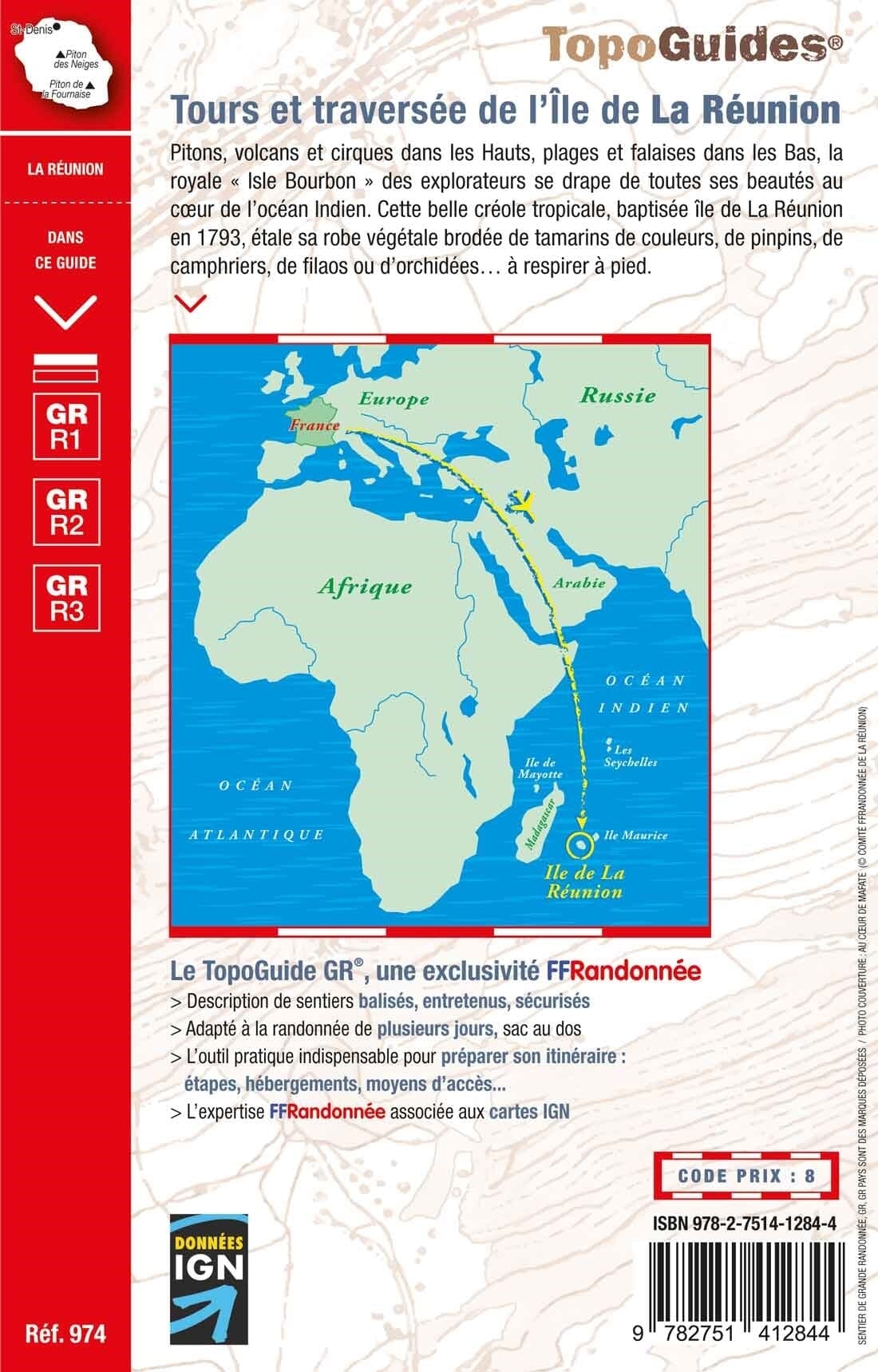 Printable Map Gr R2 Hiking topoguide - Tours and crossing of Reunion Island - GR R1/R2/R3 ...