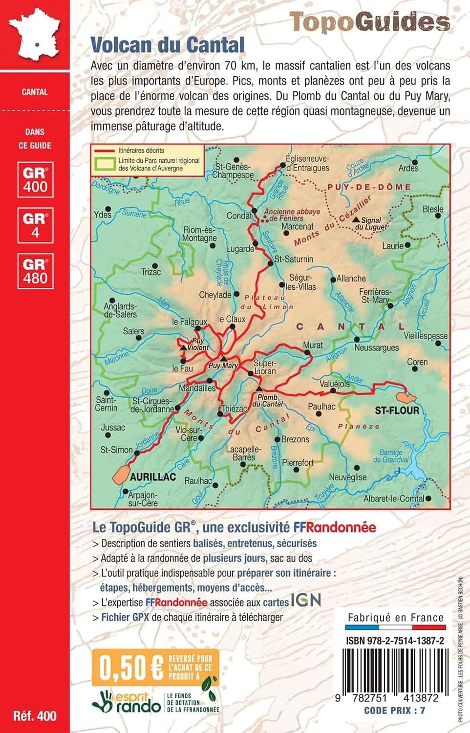 Topoguide de randonnée - Volcan du Cantal - GR4, GR400 | FFR guide de randonnée FFR - Fédération Française de Randonnée